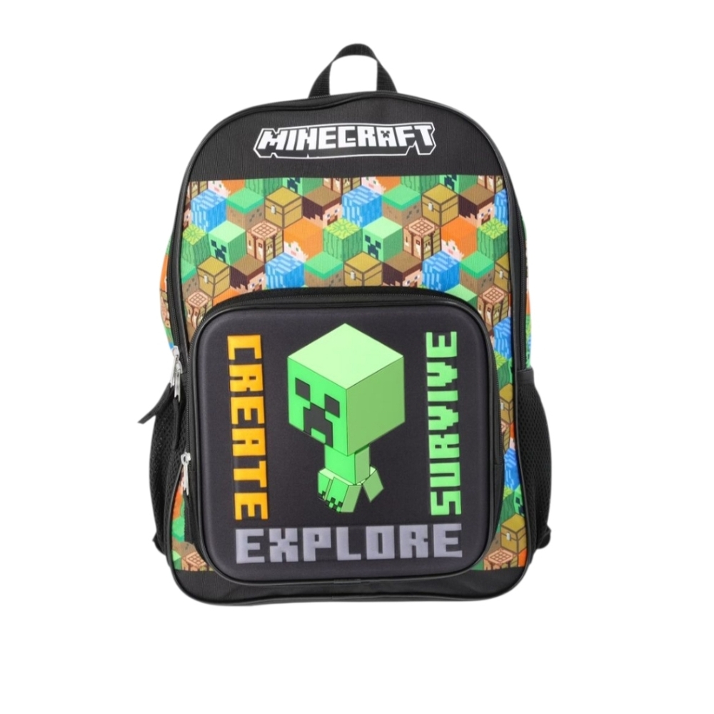 Minecraft Creeper "Create, Survive, Explore" Boys' 17" Light Up Backpack